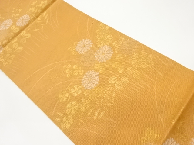 JAPANESE FUKURO OBI FOR SUMMER / WOVEN AUTUMN FLOWERS